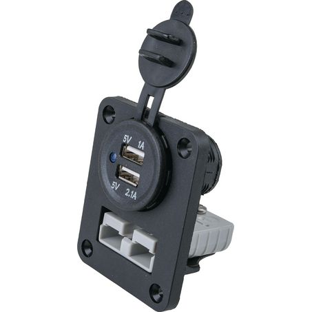 Flush Mount Face Plate to suit 50A Anderson Style Connector and USB Socket