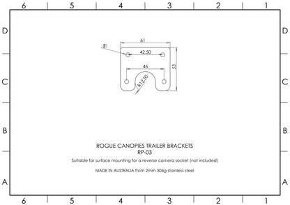 Trailer Bracket Reverse Camera Socket Mounting Plate